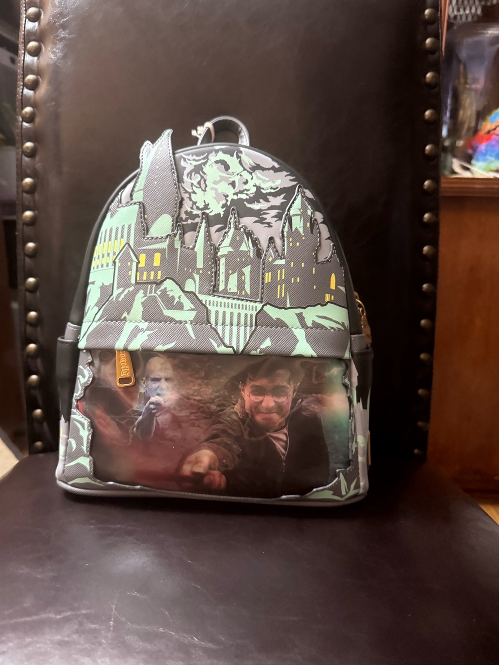 Loungefly Harry Wizardry Themed Mini Backpack - Green/Gray